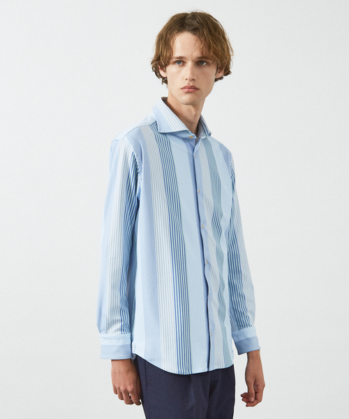 ABAHOUSE（アバハウス）の「【FLEX SHIRTS】360°ストレッチ パッチワークストライプシャツ / 長袖シャツ（シャツ/ブラウス・メンズ・ブルー/ライトグレー・46/50/44/48）」の17枚目の写真