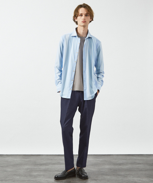 ABAHOUSE（アバハウス）の「【FLEX SHIRTS】360°ストレッチ パッチワークストライプシャツ / 長袖シャツ（シャツ/ブラウス・メンズ・ブルー/ライトグレー・46/50/44/48）」の18枚目の写真