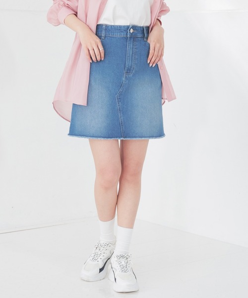 Honeys(ハニーズ)の「デニムミニスカート(デニムスカート・レディース・グレー/ライトインディゴブルー/サックスブルー系・3L/L/LL/M/S)」の1枚目の写真