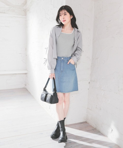 Honeys(ハニーズ)の「デニムミニスカート(デニムスカート・レディース・グレー/ライトインディゴブルー/サックスブルー系・3L/L/LL/M/S)」の6枚目の写真