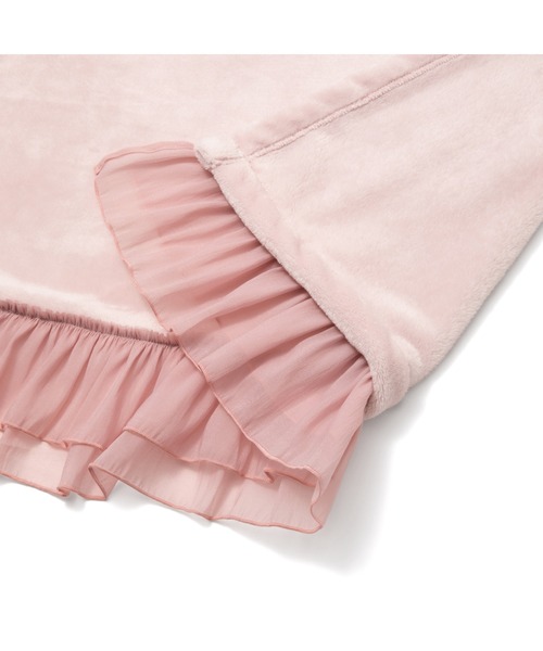 ルルメリー　スロー　バラ　ピンク　ブランケット　ラグ　Francfranc セール】なめらか フリル スロー（ひざ掛け） 1500×800 ピンク