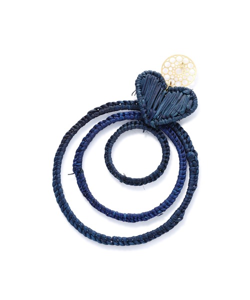 ROSE BUD（ローズバッド）の「(JALDIN DEL CIELO)ハートモチーフ×フープピアス（ピアス（両耳用）・レディース・ネイビー・ONE SIZE）」の3枚目の写真