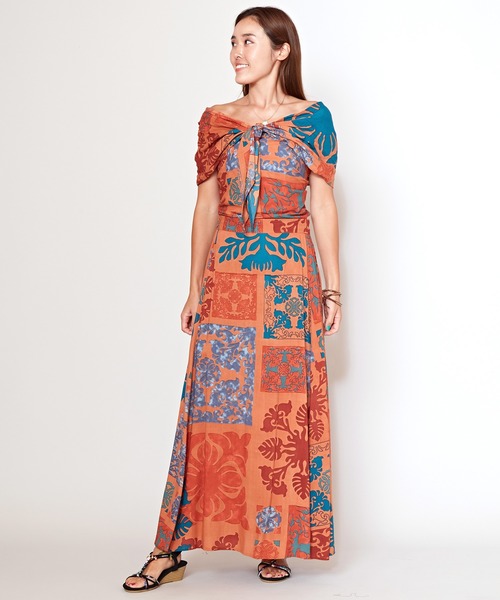 Kahiko（カヒコ）の「【Kahiko】ハナリマサッシュスカート（スカート・レディース・オレンジ/ベージュ・FREE）」の9枚目の写真