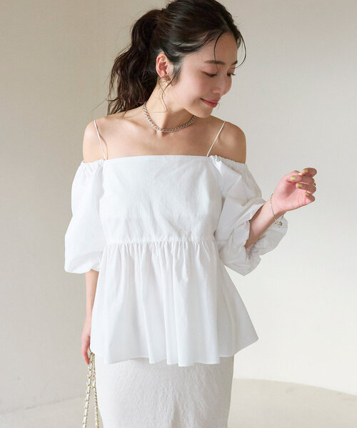 セール】バルーンスリーブオフショルブラウス（シャツ/ブラウス）｜La