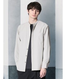 【ストレッチ ハンドウォッシャブル】m.f.エディトリアル メンズ ストレッチ バンドカラー長袖シャツ