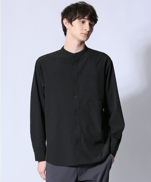 m.f.editorial（エムエフエディトリアル）の「【ストレッチ ハンドウォッシャブル】m.f.エディトリアル メンズ ストレッチ バンドカラー長袖シャツ（シャツ/ブラウス・メンズ・ブラック/ベージュ・MEDIUM/LARGE/X-LARGE）」の2枚目の写真