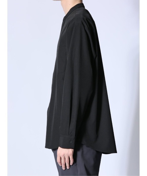 m.f.editorial（エムエフエディトリアル）の「【ストレッチ ハンドウォッシャブル】m.f.エディトリアル メンズ ストレッチ バンドカラー長袖シャツ（シャツ/ブラウス・メンズ・ブラック/ベージュ・MEDIUM/LARGE/X-LARGE）」の9枚目の写真