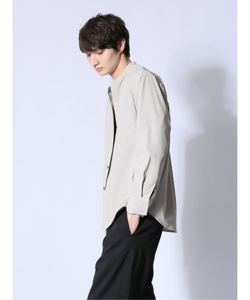 m.f.editorial（エムエフエディトリアル）の「【ストレッチ ハンドウォッシャブル】m.f.エディトリアル メンズ ストレッチ バンドカラー長袖シャツ（シャツ/ブラウス・メンズ・ブラック/ベージュ・MEDIUM/LARGE/X-LARGE）」の6枚目の写真