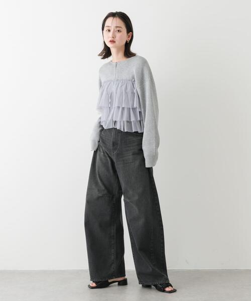 ダブルジップフリルニットカーディガン（カーディガン/ボレロ