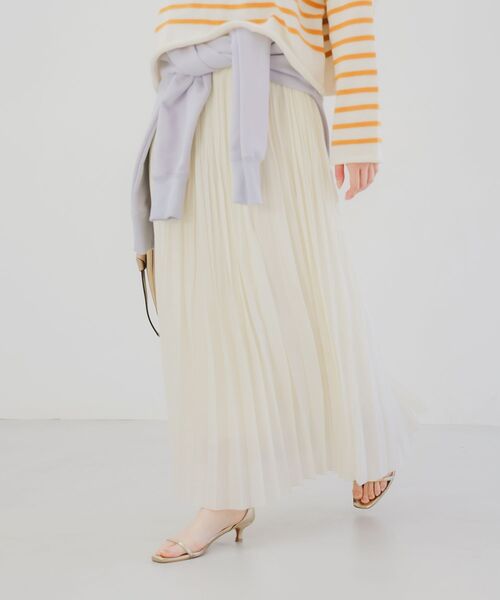 le.coeur blanc（ルクールブラン）の「《手洗い可能》麻混シアーランダムプリーツスカート（スカート・レディース・ライトグレー/アイボリー・38）」の7枚目の写真