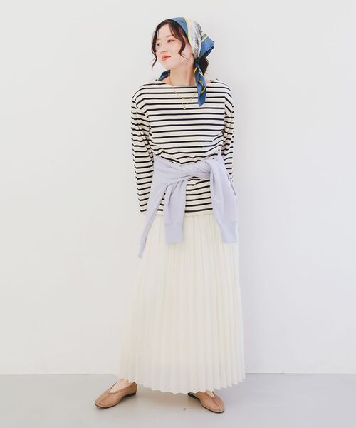 le.coeur blanc（ルクールブラン）の「《手洗い可能》麻混シアーランダムプリーツスカート（スカート・レディース・ライトグレー/アイボリー・38）」の8枚目の写真