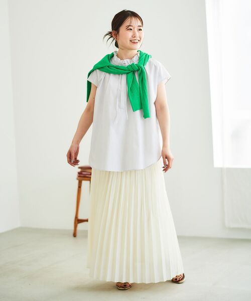 le.coeur blanc（ルクールブラン）の「《手洗い可能》麻混シアーランダムプリーツスカート（スカート・レディース・ライトグレー/アイボリー・38）」の13枚目の写真