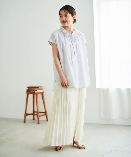 le.coeur blanc（ルクールブラン）の「《手洗い可能》麻混シアーランダムプリーツスカート（スカート・レディース・ライトグレー/アイボリー・38）」の14枚目の写真