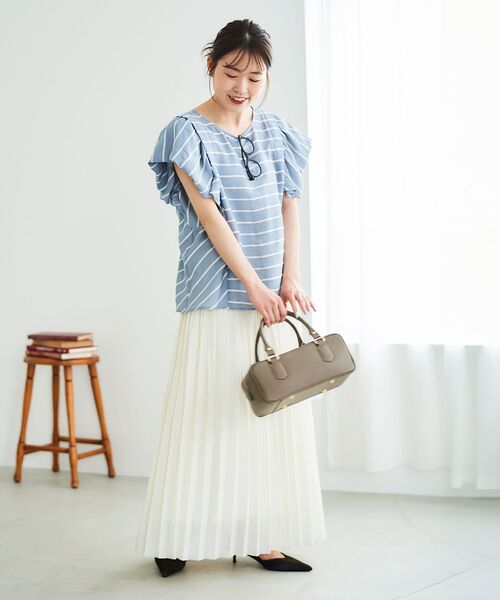le.coeur blanc（ルクールブラン）の「《手洗い可能》麻混シアーランダムプリーツスカート（スカート・レディース・ライトグレー/アイボリー・38）」の15枚目の写真