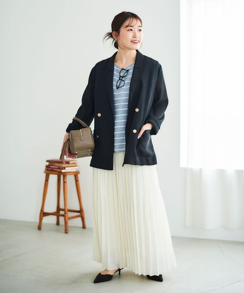 le.coeur blanc（ルクールブラン）の「《手洗い可能》麻混シアーランダムプリーツスカート（スカート・レディース・ライトグレー/アイボリー・38）」の16枚目の写真