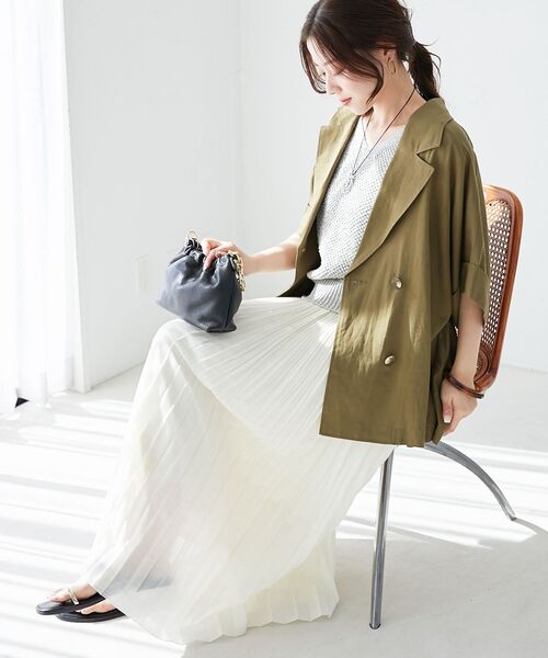 le.coeur blanc（ルクールブラン）の「《手洗い可能》麻混シアーランダムプリーツスカート（スカート・レディース・ライトグレー/アイボリー・38）」の20枚目の写真