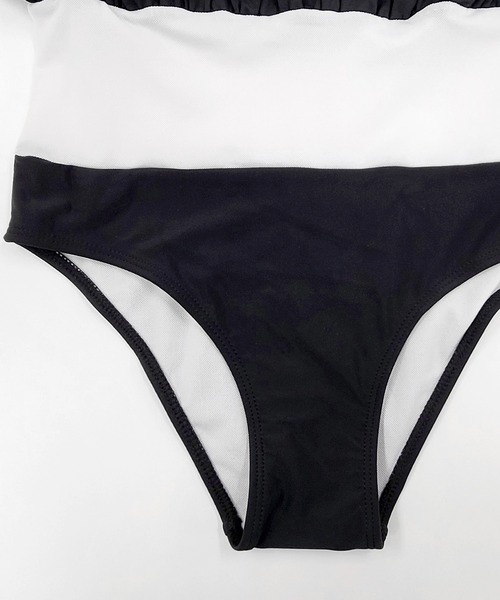 TeddyShop(テディショップ)の「【大きいサイズ有】レディース水着 ティアード フリル ワンピース風 バックボタン オールインワン スイムウェア(水着・レディース・ブラック/ダークブラウン・S/L/M/LL)」の3枚目の写真