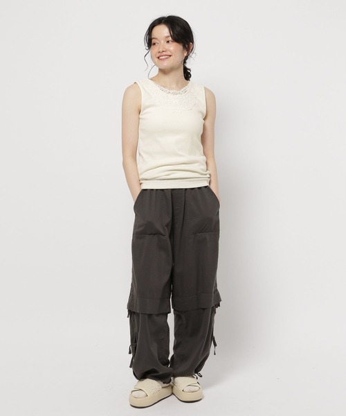 niko and...（ニコアンド）の「2WAYアソートレーステレコタンクトップ（タンクトップ・レディース・ブラック/アイボリー・MEDIUM/LARGE）」の6枚目の写真