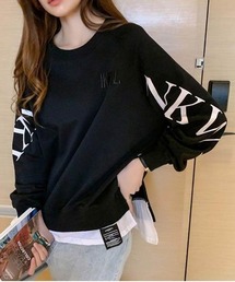 レイヤード風ロゴプリントスウェット