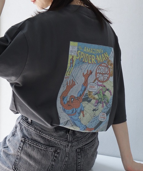 MARVEL(マーベル)の「【MARVEL/マーベル】ヴィンテージライクコミックアートTシャツ(Tシャツ/カットソー・メンズ・ブラック系その他/スミクロ/ホワイト系その他/アイボリー・LL/M/L)」の4枚目の写真