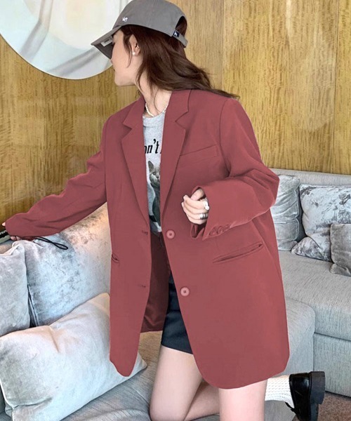 Miniministore（ミニミニストア）の「テーラードジャケット レディースアウター（ポンチョ・レディース・ブラック/チャコールグレー/ラベンダー/ボルドー・L/M）」の4枚目の写真