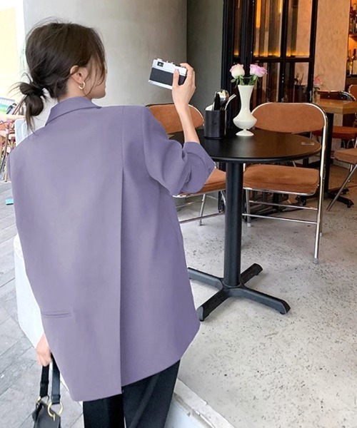 Miniministore（ミニミニストア）の「テーラードジャケット レディースアウター（ポンチョ・レディース・ブラック/チャコールグレー/ラベンダー/ボルドー・L/M）」の19枚目の写真