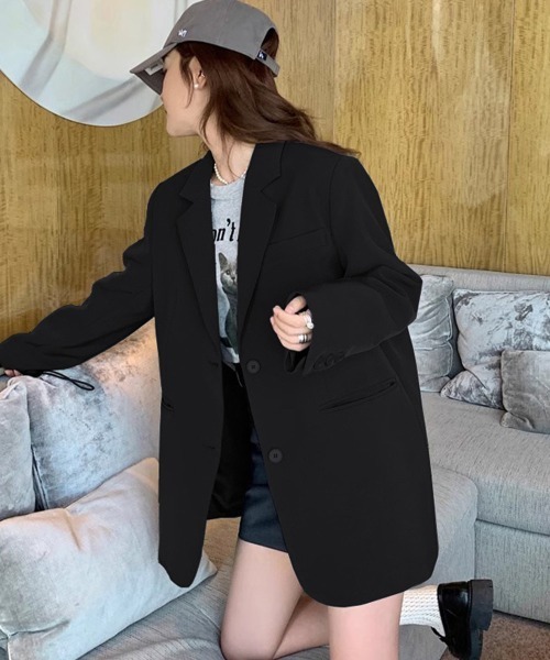 Miniministore（ミニミニストア）の「テーラードジャケット レディースアウター（ポンチョ・レディース・ブラック/チャコールグレー/ラベンダー/ボルドー・L/M）」の21枚目の写真