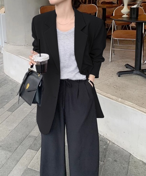 Miniministore（ミニミニストア）の「テーラードジャケット レディースアウター（ポンチョ・レディース・ブラック/チャコールグレー/ラベンダー/ボルドー・L/M）」の22枚目の写真