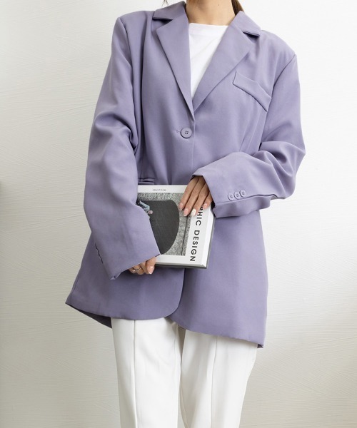 Miniministore（ミニミニストア）の「テーラードジャケット レディースアウター（ポンチョ・レディース・ブラック/チャコールグレー/ラベンダー/ボルドー・L/M）」の5枚目の写真