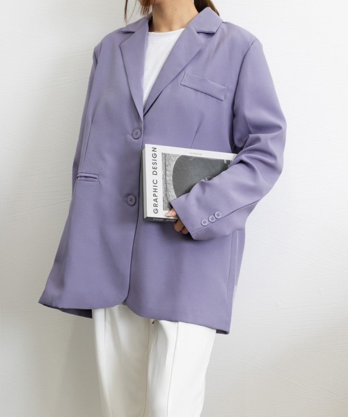 Miniministore（ミニミニストア）の「テーラードジャケット レディースアウター（ポンチョ・レディース・ブラック/チャコールグレー/ラベンダー/ボルドー・L/M）」の6枚目の写真