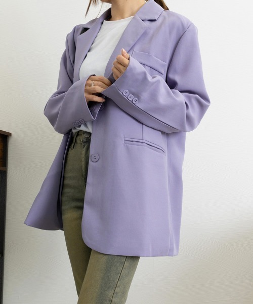 Miniministore（ミニミニストア）の「テーラードジャケット レディースアウター（ポンチョ・レディース・ブラック/チャコールグレー/ラベンダー/ボルドー・L/M）」の9枚目の写真
