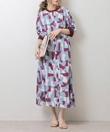 Anna Nicola 幾何柄前開きワンピース