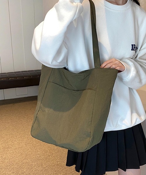 Mignonjour（ミニョンジュール）の「Mignonjour/ナイロントートバッグ M2733（トートバッグ・レディース・ブラック/カーキ/ブルー/ピンク/ベージュ・FREE）」の4枚目の写真
