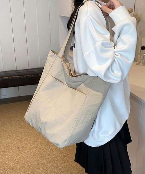 Mignonjour（ミニョンジュール）の「Mignonjour/ナイロントートバッグ M2733（トートバッグ・レディース・ブラック/カーキ/ブルー/ピンク/ベージュ・FREE）」の6枚目の写真