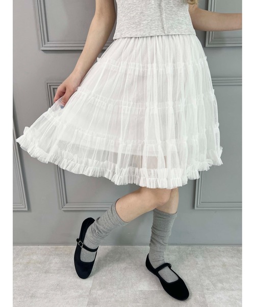 PHILLY(フィリー)の「【PHILLY】チュールミニスカート(スカート・レディース・ホワイト/ブラック/グレー・FREE)」の5枚目の写真