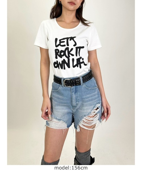 EGOIST(エゴイスト)の「手書き風ロゴTシャツ(Tシャツ/カットソー・レディース・ブラック/ホワイト・FREE)」の3枚目の写真