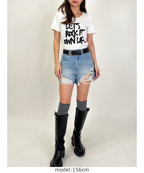 EGOIST(エゴイスト)の「手書き風ロゴTシャツ(Tシャツ/カットソー・レディース・ブラック/ホワイト・FREE)」の4枚目の写真