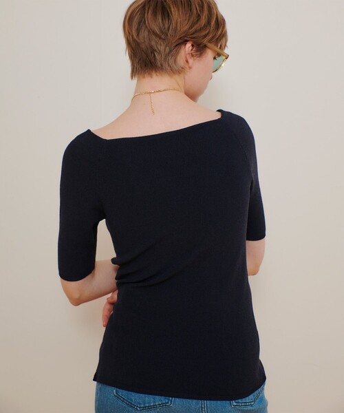 2WAY ネック5分袖プルオーバー（ニット/セーター）｜allureville