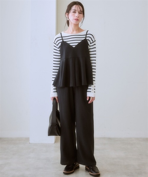 nissen(ニッセン)の「キャミソールセットアップ(タックキャミソール+セミワイドパンツ)<大きいサイズ有>(セットアップ・レディース・モカ/ブラック/チャコールグレー・LL/3L/S/L/M)」の13枚目の写真