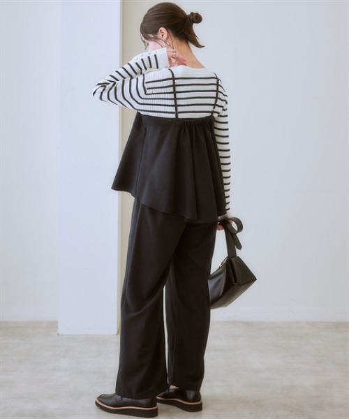 nissen(ニッセン)の「キャミソールセットアップ(タックキャミソール+セミワイドパンツ)<大きいサイズ有>(セットアップ・レディース・モカ/ブラック/チャコールグレー・LL/3L/S/L/M)」の14枚目の写真