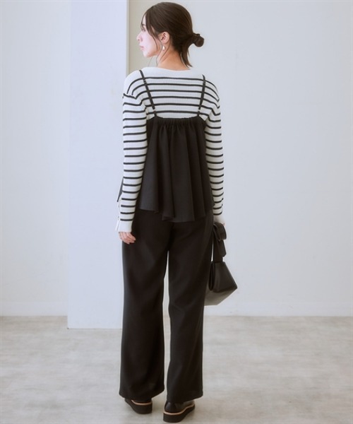 nissen(ニッセン)の「キャミソールセットアップ(タックキャミソール+セミワイドパンツ)<大きいサイズ有>(セットアップ・レディース・モカ/ブラック/チャコールグレー・LL/3L/S/L/M)」の15枚目の写真