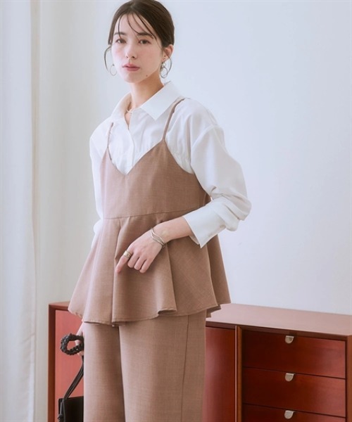 nissen(ニッセン)の「キャミソールセットアップ(タックキャミソール+セミワイドパンツ)<大きいサイズ有>(セットアップ・レディース・モカ/ブラック/チャコールグレー・LL/3L/S/L/M)」の17枚目の写真