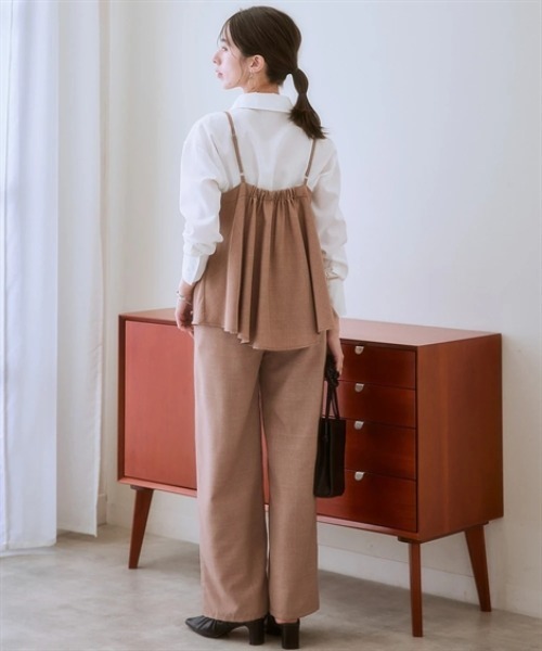 nissen(ニッセン)の「キャミソールセットアップ(タックキャミソール+セミワイドパンツ)<大きいサイズ有>(セットアップ・レディース・モカ/ブラック/チャコールグレー・LL/3L/S/L/M)」の18枚目の写真