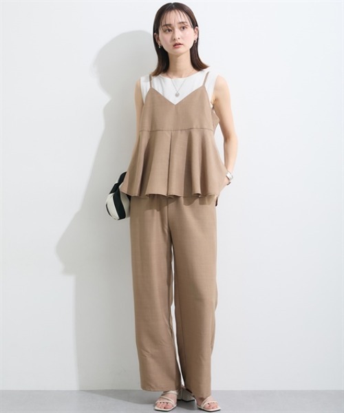 nissen(ニッセン)の「キャミソールセットアップ(タックキャミソール+セミワイドパンツ)<大きいサイズ有>(セットアップ・レディース・モカ/ブラック/チャコールグレー・LL/3L/S/L/M)」の19枚目の写真