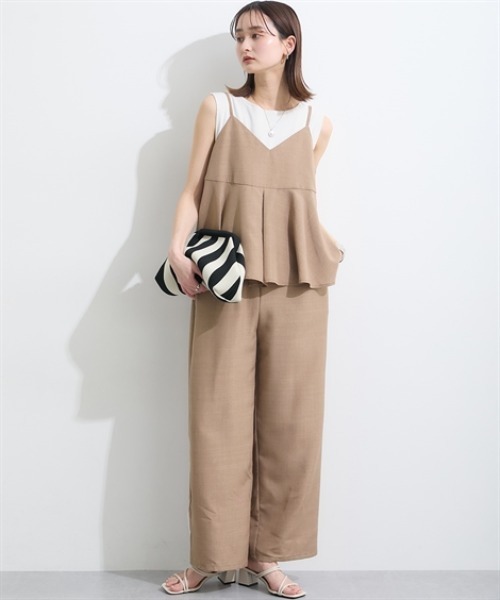 nissen(ニッセン)の「キャミソールセットアップ(タックキャミソール+セミワイドパンツ)<大きいサイズ有>(セットアップ・レディース・モカ/ブラック/チャコールグレー・LL/3L/S/L/M)」の20枚目の写真