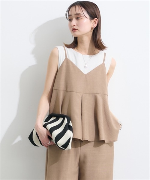 nissen(ニッセン)の「キャミソールセットアップ(タックキャミソール+セミワイドパンツ)<大きいサイズ有>(セットアップ・レディース・モカ/ブラック/チャコールグレー・LL/3L/S/L/M)」の21枚目の写真