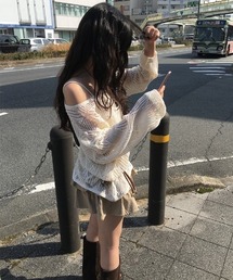 anyonemore（エニワンモア）の「ベルト付きメッシュニット+パット付きキャミソールセット（ニット/セーター）」