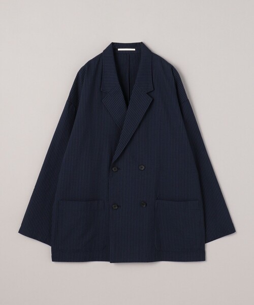 coen(コーエン)の「シアサッカーダブルジャケット(テーラードジャケット・メンズ・ネイビー/ホワイト・M/L)」の2枚目の写真