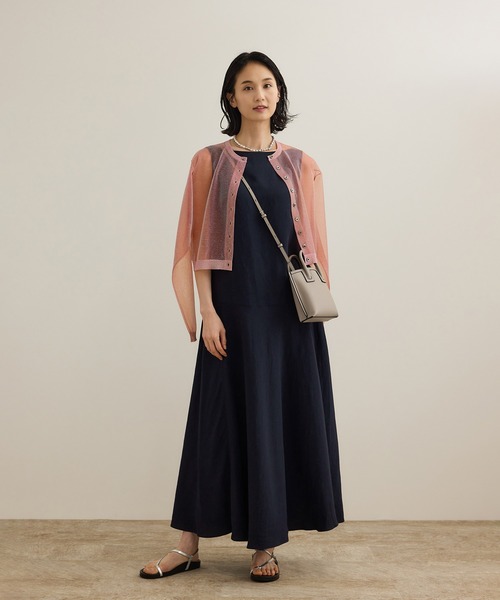 ROPE'（ロペ）の「レーヨンリネン スラッシュドネックワンピース【セットジャケット対応】（ワンピース・レディース・ブラウン/ネイビー/イエロー・36/38）」の9枚目の写真