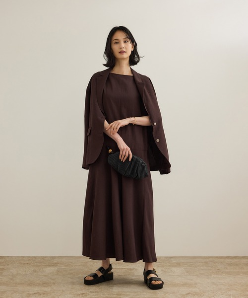 新品ロペROPE⭐️レーヨンリネン スラッシュドネックワンピース セール】レーヨンリネン スラッシュドネックワンピース【セット